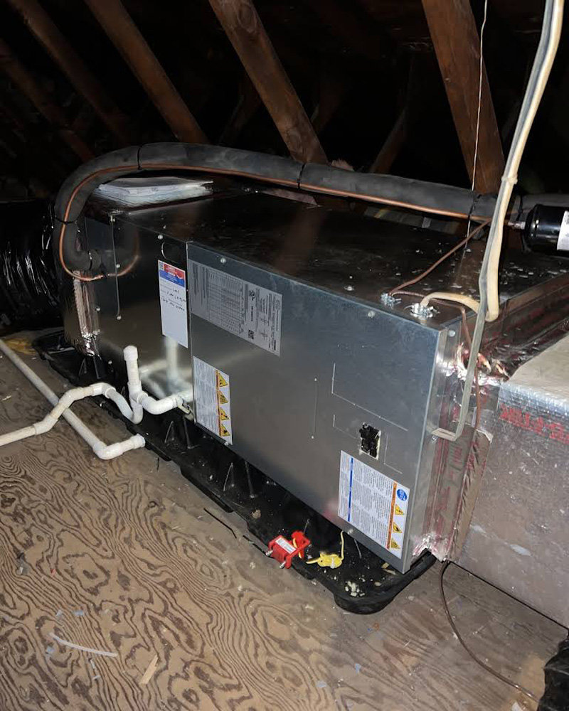 furnace installed in attic